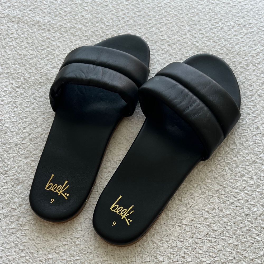 beek Black Leather Slide Sandals - Picture 2 of 2